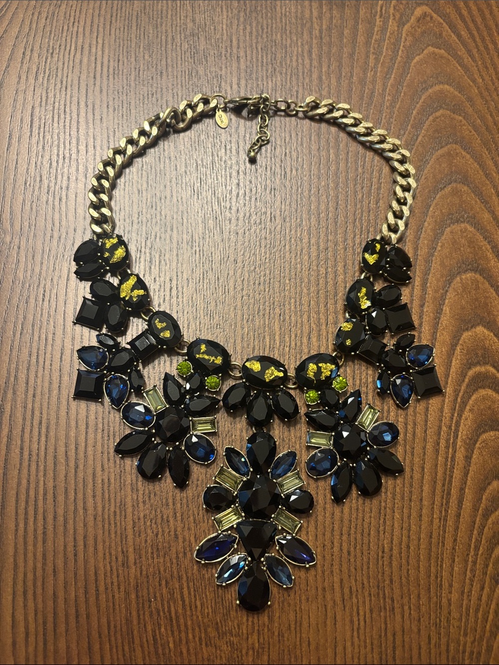 LOGO by Lori Goldstein Statement Black & Blue Crystal Bib Necklace